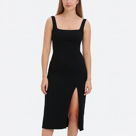 Reformation Dark Navy Blue Dress With Side Slit Size 10 - Picture 1 of 4